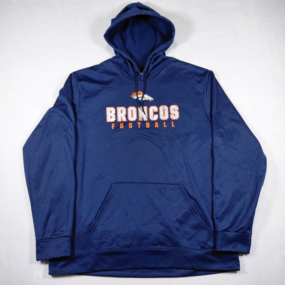 NFL Team Apparel Denver Broncos Football Hoodie Navy Blue XL TX3 Cool 2FJA - Picture 2 of 14